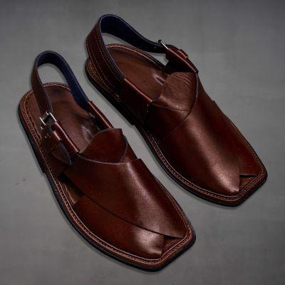 Chappal en cuir marron pour homme