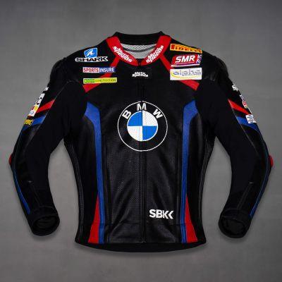 Veste en cuir noir Tom Sykes BMW Motorrad WSBK 2019