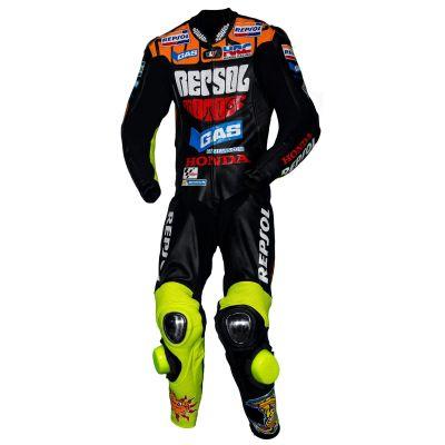 Combinaison de moto noire Valentino Rossi Honda MotoGP