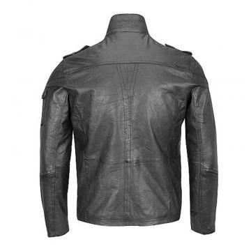 Veste Hipster à 4 Poches en Cuir Lavé