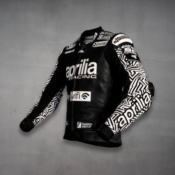Veste de moto noire et blanche Aleix Espargaro WT 2022
