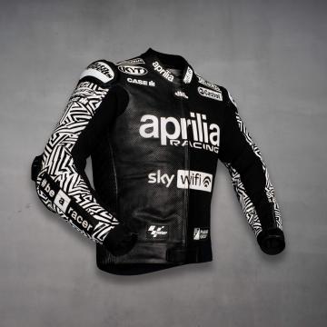 Veste de moto noire et blanche Aleix Espargaro WT 2022