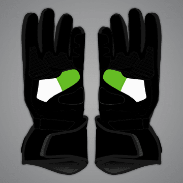 Gants de moto noirs et verts Alex Lowes 2024