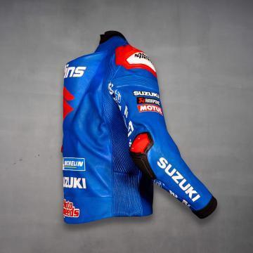 veste de moto bleue Suzuki