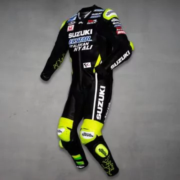 Andrea Iannone Suzuki MotoGP 2018 Combinaison en Cuir Noire