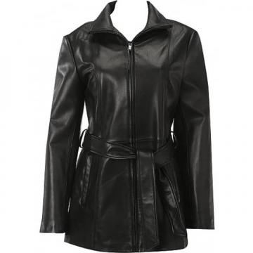 Veste en cuir avec ceinture noire