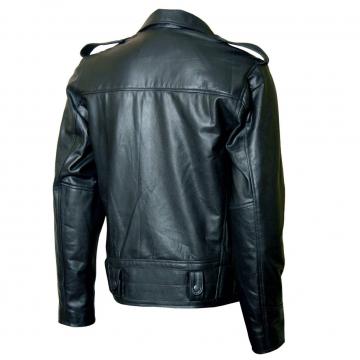 Veste en cuir de motard noire Smoke