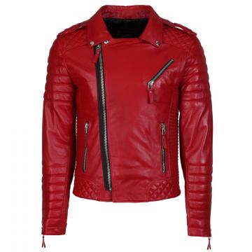 Veste de biker en cuir rouge