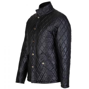 Veste en cuir noir de motard pour homme