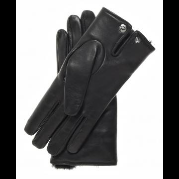 Gants en cuir noir pour hommes avec poignet en fourrure