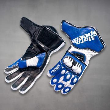 Gants de moto en cuir bleu
