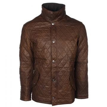 Veste en cuir diamant marron
