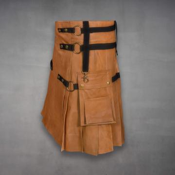 Kilt en cuir fait main marron pour hommes
