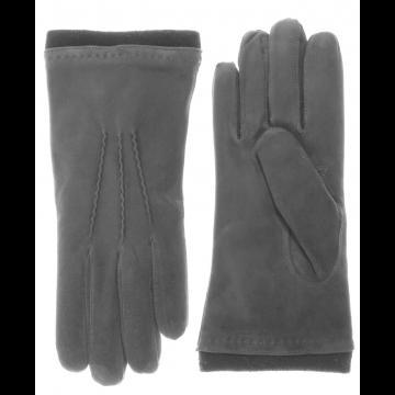 Gants en daim gris doublés de cachemire