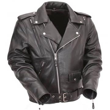 Veste en cuir de moto classique pour homme