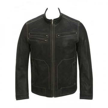 Veste en cuir noir pour homme