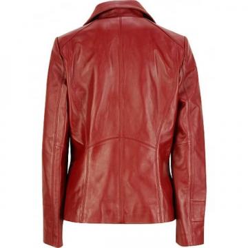 Veste de mode en cuir rouge foncé
