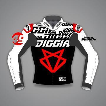 Veste de moto noire et blanche Fabio Di Giannantonio WT 2023