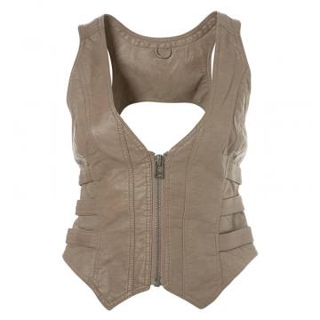 Gilet court en cuir de mode pour femmes