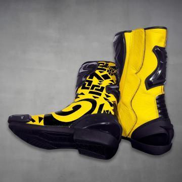 Bottes de moto jaunes Francesco Bagnaia Misano GP 2023