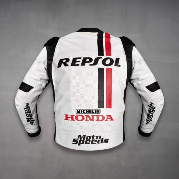 Veste en cuir blanche Honda Repsol