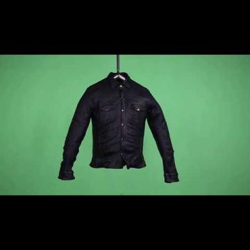 Chemise noire en cuir à boutons