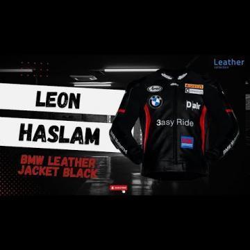 Veste en cuir BMW de Leon Haslam noire