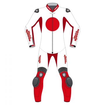 Costume en cuir sur mesure avec drapeau du Japon