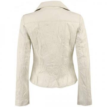 Veste en cuir biker Brando à volants pour femmes