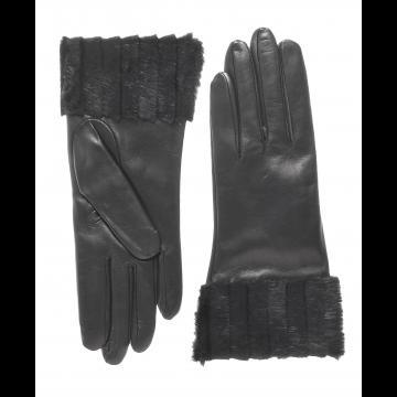 Gants à poignet en fourrure noire pour femmes