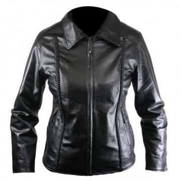 Veste en cuir noire pour femmes