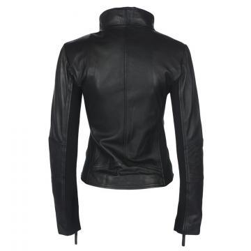Veste en cuir noir pour femme