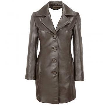 Manteau trench en cuir pour femmes