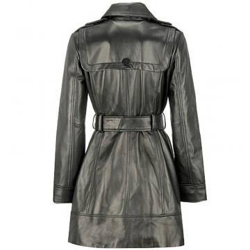 Manteau en cuir asymétrique longueur 3/4