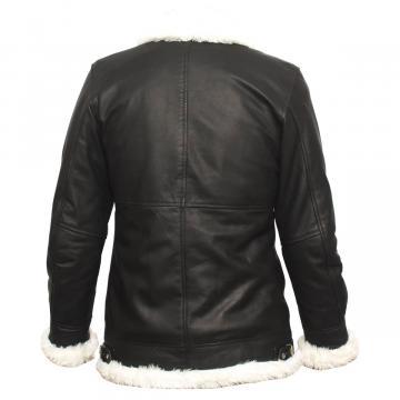 Veste en cuir longue avec fourrure