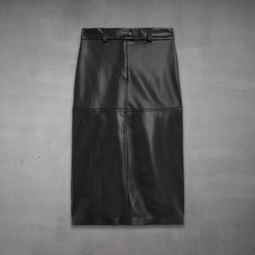 jupe midi en cuir