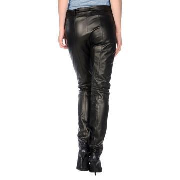 Pantalons en cuir noir pour femmes avec ceinture