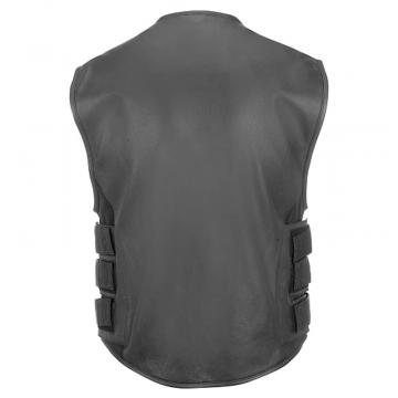 Gilet en cuir de motard avec des sangles Velcro