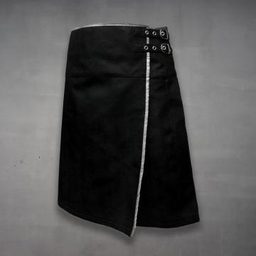 Kilt en cuir noir et gris