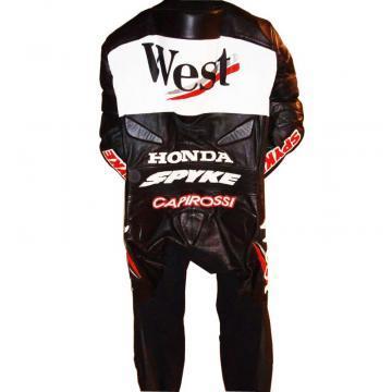 Tout en cuir noir combinaison de moto GP 2001