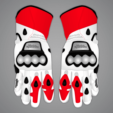 Gants blancs et rouges de Marco Bezzecchi MotoGP 2024