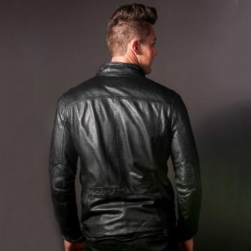 Veste en cuir glacé pour homme