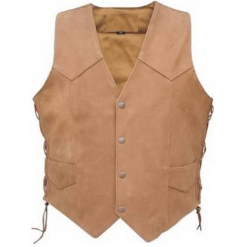 Gilet en cuir pour hommes avec poches latérales et à pistolet
