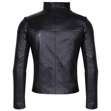 Veste en cuir biker noire