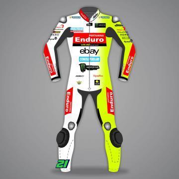 Cuirs de Moto Blanc Franco Morbidelli MotoGP 2025