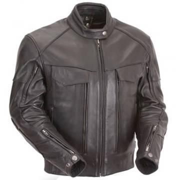 Veste en cuir de moto Naked avec panneaux extensibles