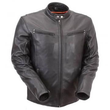 Veste en cuir de motard pour homme premium avec aérations