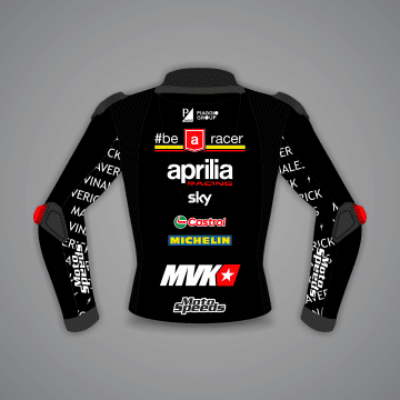 Veste de motard rouge et noire de Maverick Vinales GP britannique 2024