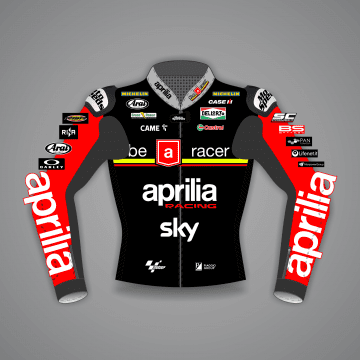 Veste de motard rouge et noire de Maverick Vinales GP britannique 2024