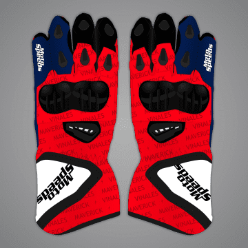 Gants de moto Maverick Vinales rouges MotoGP 2023